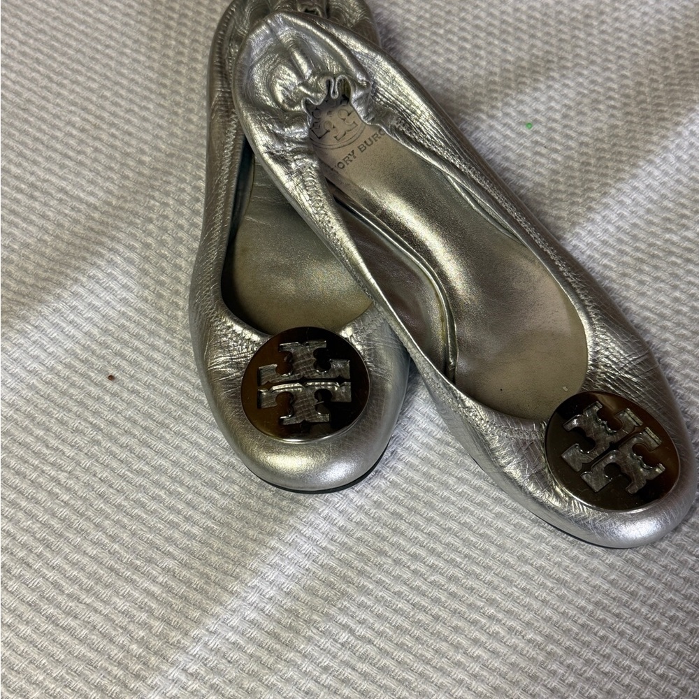 Tory Burch Silver Ballet Flats
